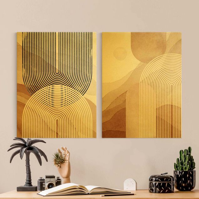 Wandbilder Wohnzimmer modern Geometrische Formen - Regenbogen
