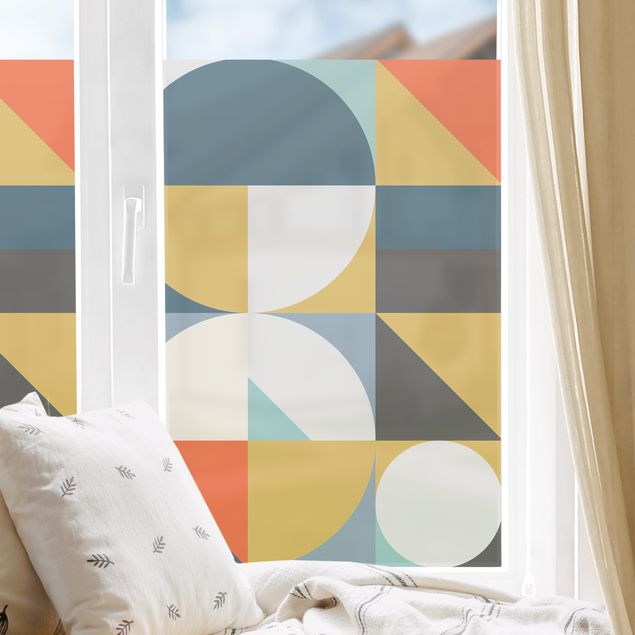 Fensterfolie Farbig Geometrische Formen in Bunt