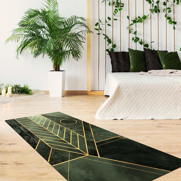 Moderne Teppiche Geometrische Formen Smaragd Gold