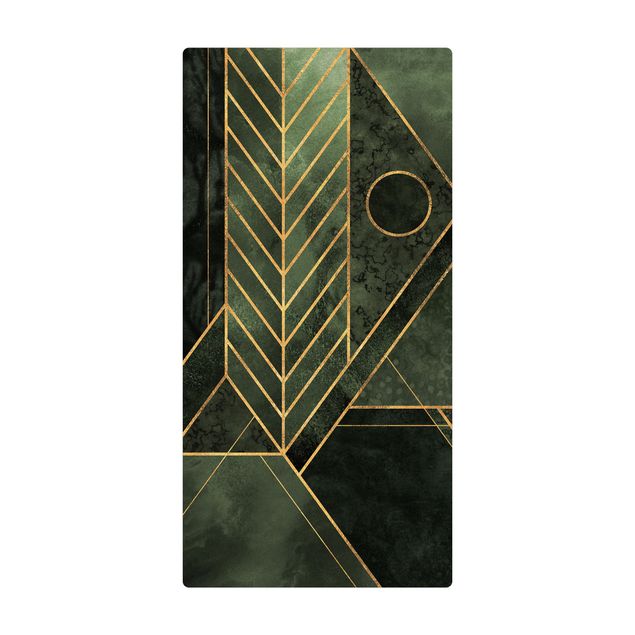 Teppich Esszimmer Geometrische Formen Smaragd Gold