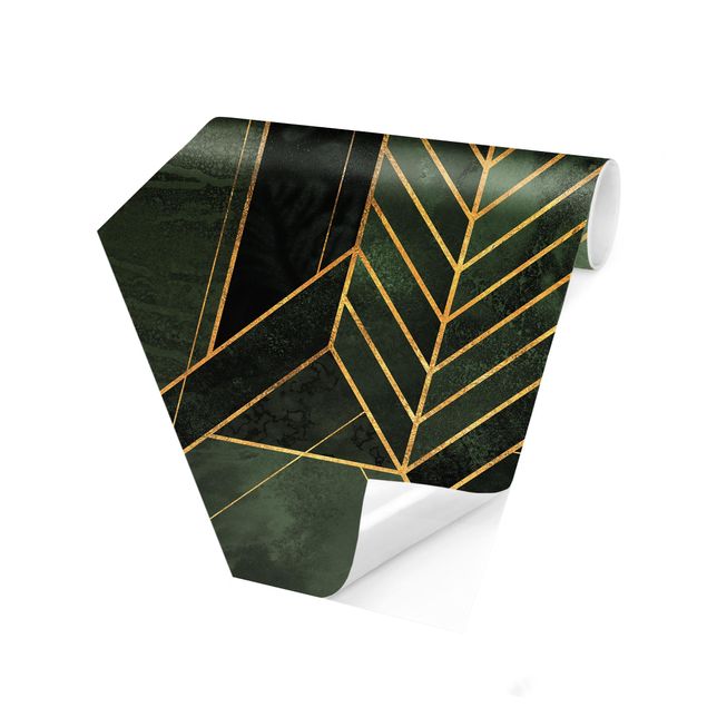 Fototapete abstrakt Geometrische Formen Smaragd Gold