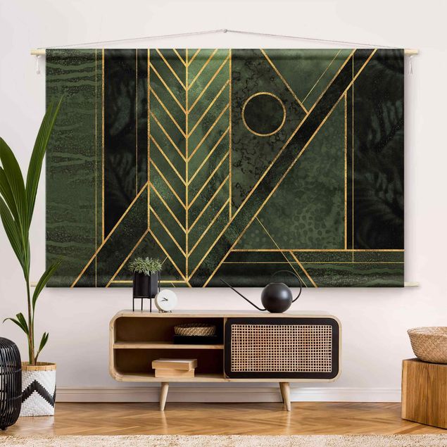 Abstrakte Kunst Bilder Geometrische Formen Smaragd Gold