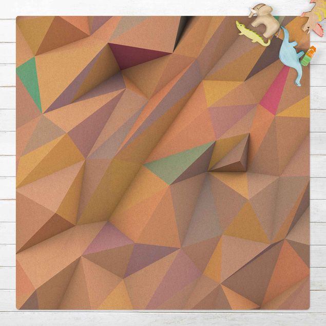 Teppiche Geometrische Pastell Dreiecke in 3D