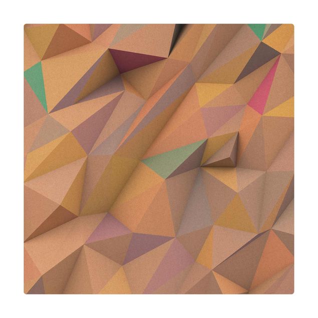 Teppich Esszimmer Geometrische Pastell Dreiecke in 3D