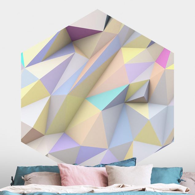 Tapeten Geometrische Pastell Dreiecke in 3D