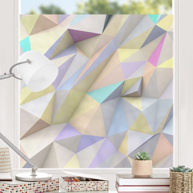 Fensterfolie Farbig Geometrische Pastell Dreiecke in 3D