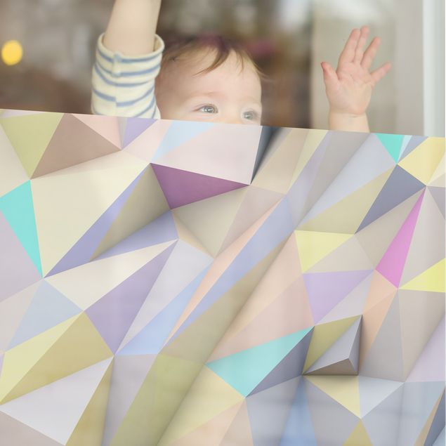 Selbstklebende Fensterbilder Geometrische Pastell Dreiecke in 3D