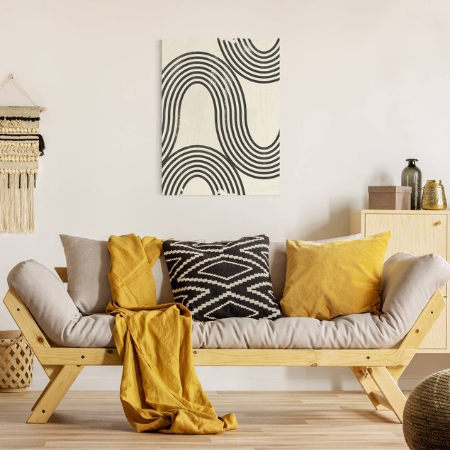 Leinwandbilder Wohnzimmer modern Geometrische Wellen Schwarz Weiß I