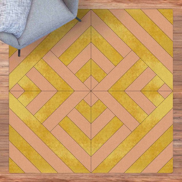 Teppiche Geometrischer Fliesenmix Art Deco Gold