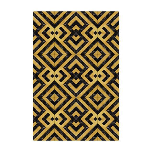 Teppich gold Geometrischer Fliesenmix Art Deco Gold Schwarzer Marmor