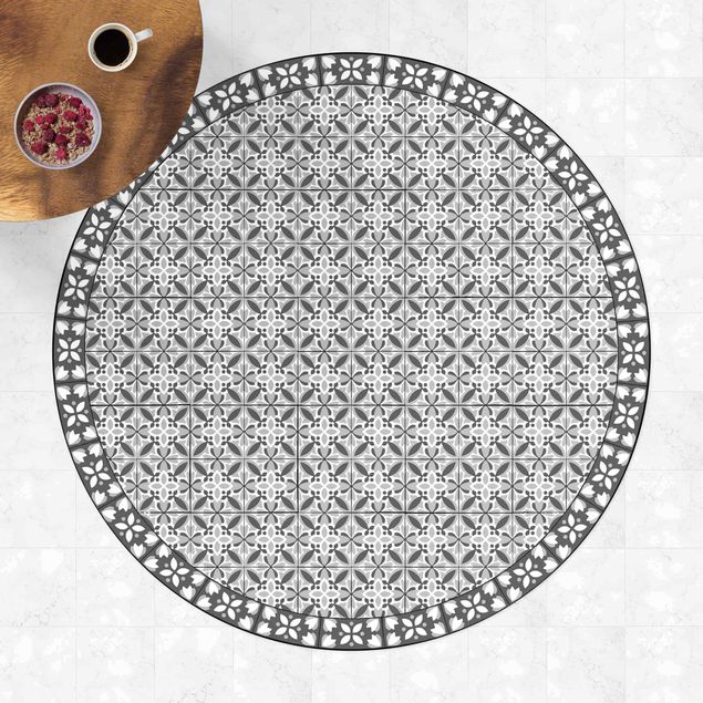 Teppiche Geometrischer Fliesenmix Blüte Grau