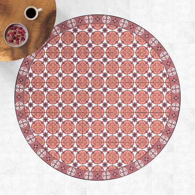 Teppiche Geometrischer Fliesenmix Kreise Orange