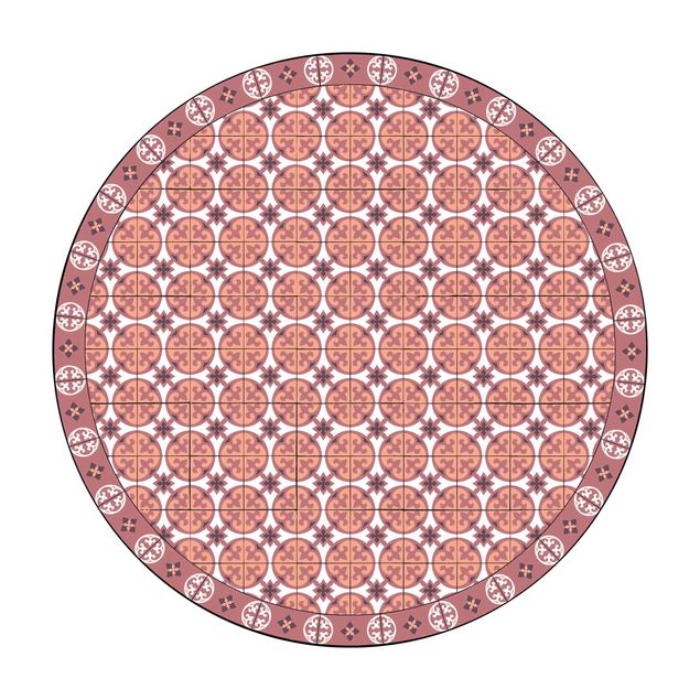 Teppich Esszimmer Geometrischer Fliesenmix Kreise Orange