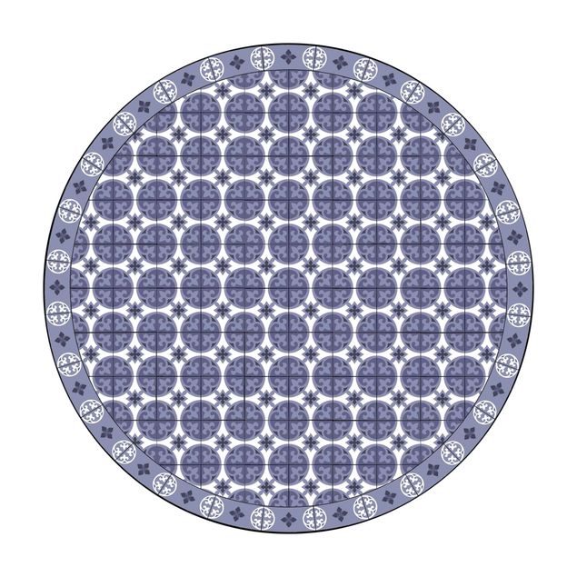 Teppich Esszimmer Geometrischer Fliesenmix Kreise Violett