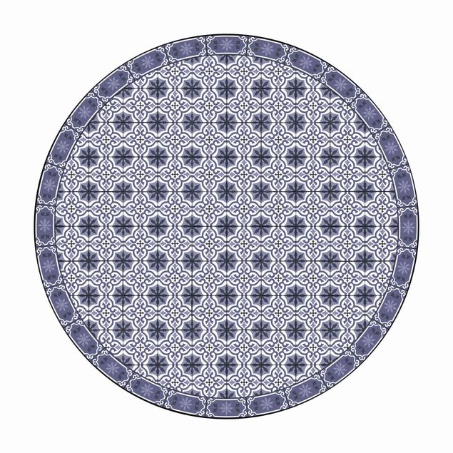 Teppich Esszimmer Geometrischer Fliesenmix Kreuz Violett
