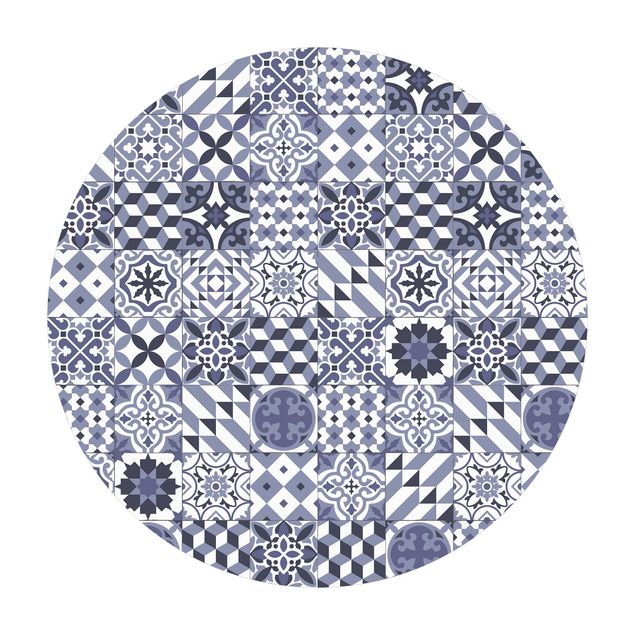 Teppich Esszimmer Geometrischer Fliesenmix Violett