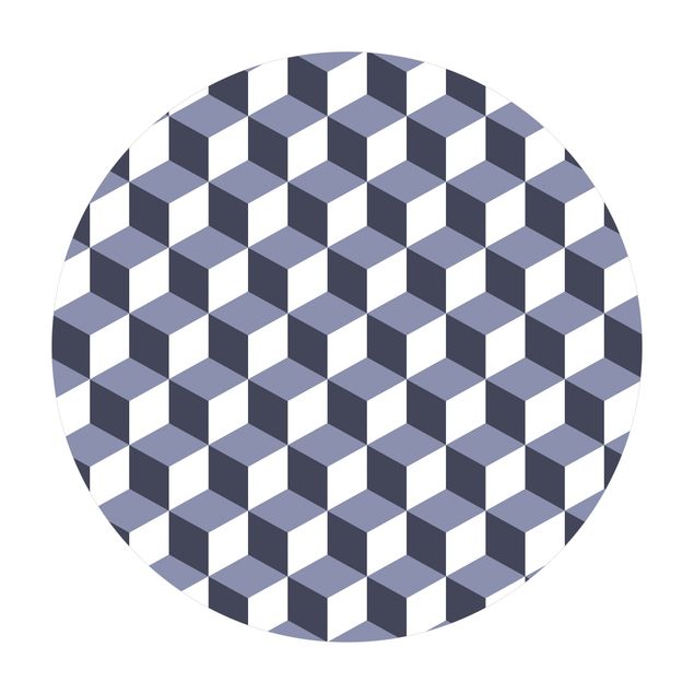 Teppich Esszimmer Geometrischer Fliesenmix Würfel Violett