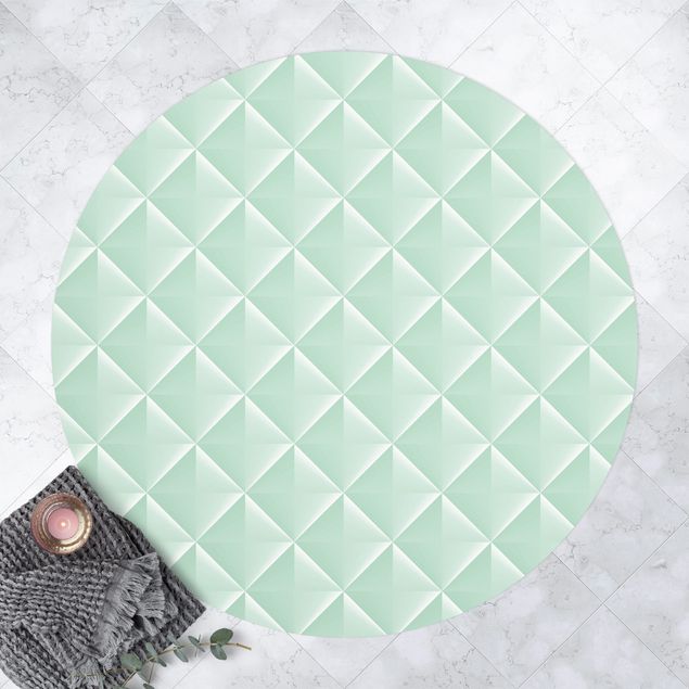 Teppiche Geometrisches 3D Rauten Muster in Mint