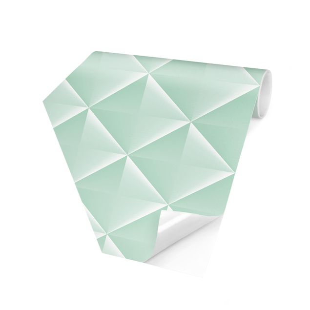 Hexagon Tapete Geometrisches 3D Rauten Muster in Mint