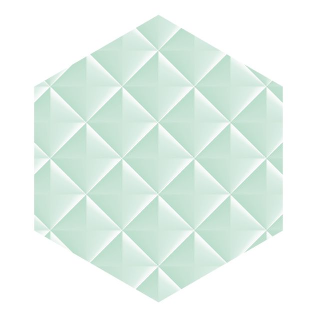 Tapete rosa Geometrisches 3D Rauten Muster in Mint