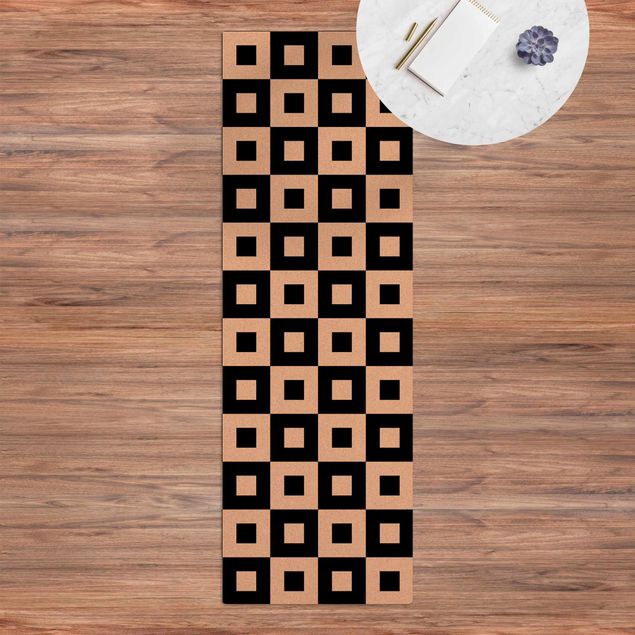 Teppiche Geometrisches Muster aus Schwarz Weißen Quadraten