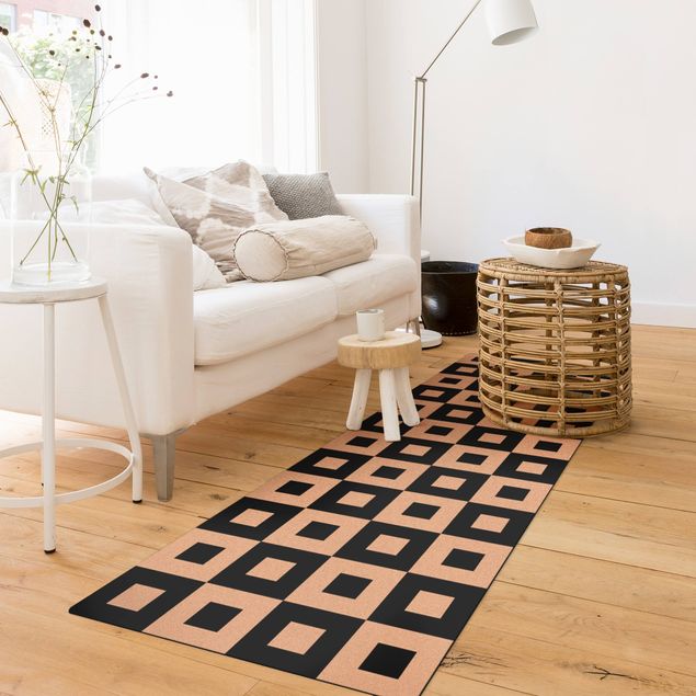 Moderne Teppiche Geometrisches Muster aus Schwarz Weißen Quadraten