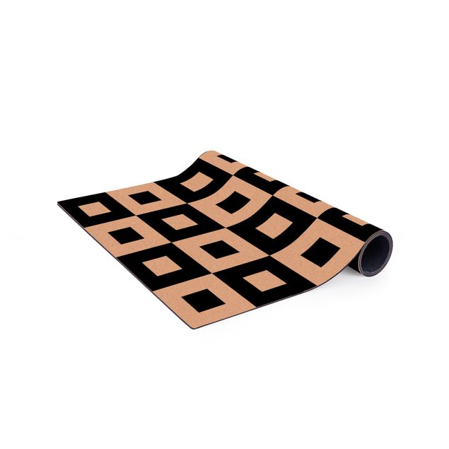 Teppich schwarz-weiß Geometrisches Muster aus Schwarz Weißen Quadraten