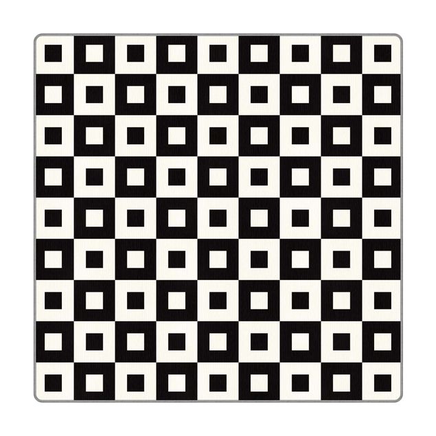 Waschbare Teppiche Geometrisches Muster aus Schwarz Weißen Quadraten