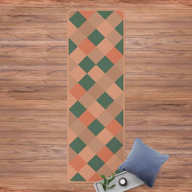 Teppiche Geometrisches Muster gedrehtes Schachbrett Apricot