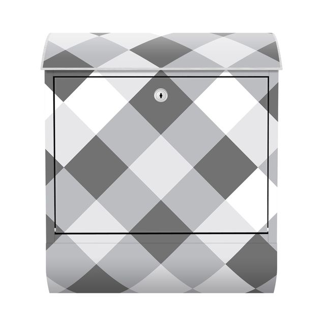 Designer Briefkasten Geometrisches Muster gedrehtes Schachbrett Grau