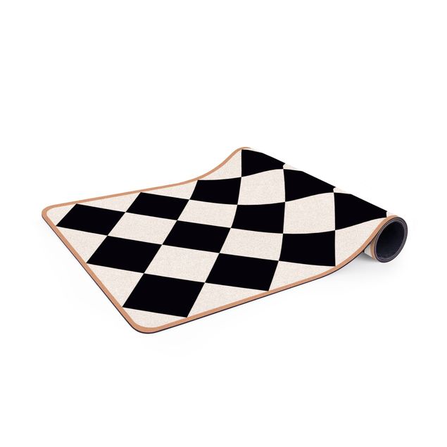 Teppiche groß Geometrisches Muster gedrehtes Schachbrett Schwarz Weiß