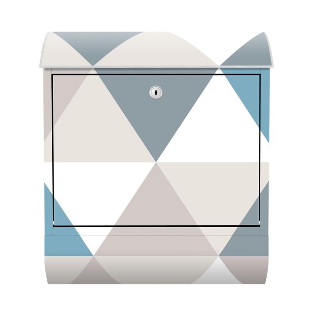 Briefkasten Design Geometrisches Muster gekippte Dreiecke Blau