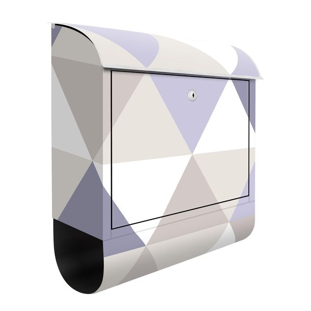 Designer Briefkasten Geometrisches Muster gekippte Dreiecke Flieder