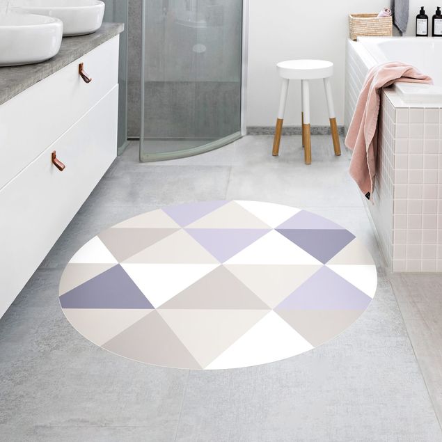 Teppich modern Geometrisches Muster gekippte Dreiecke Flieder