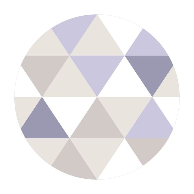 Runder Vinyl-Teppich - Geometrisches Muster gekippte Dreiecke Flieder