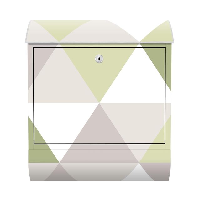 Designer Briefkasten Geometrisches Muster gekippte Dreiecke Grün
