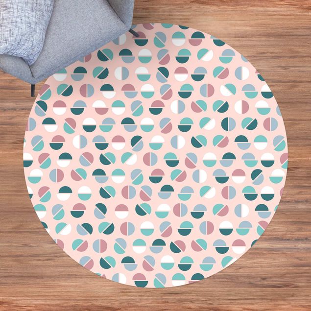 Outdoor Teppich Geometrisches Muster Halbkreise in Pastell