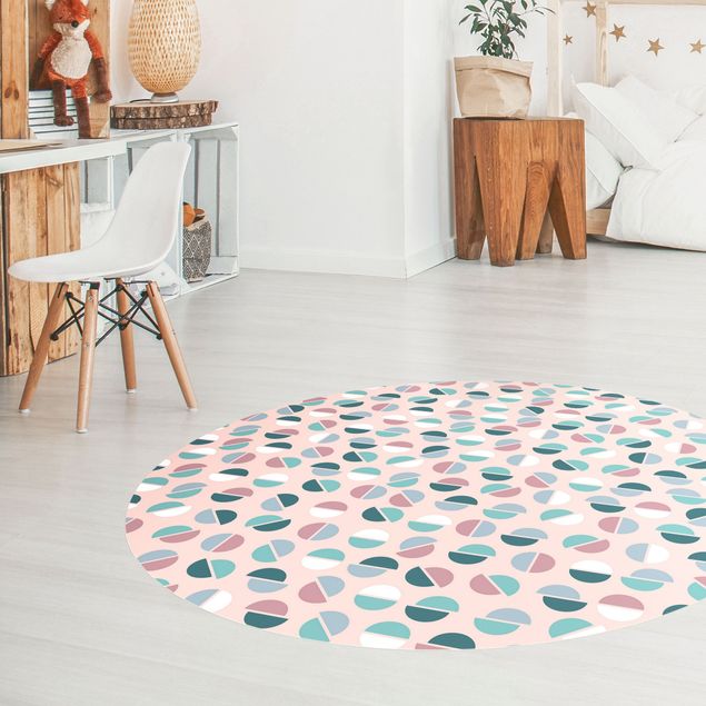 Moderne Teppiche Geometrisches Muster Halbkreise in Pastell