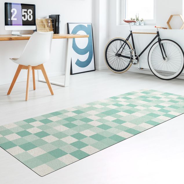 Moderne Teppiche Geometrisches Muster Mosaik Mintgrün