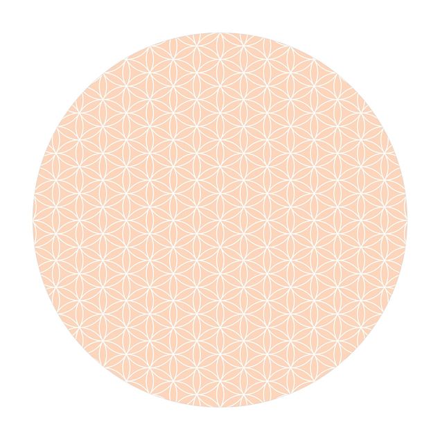 Runder Vinyl-Teppich - Geometrisches Muster runde Blumenstempel
