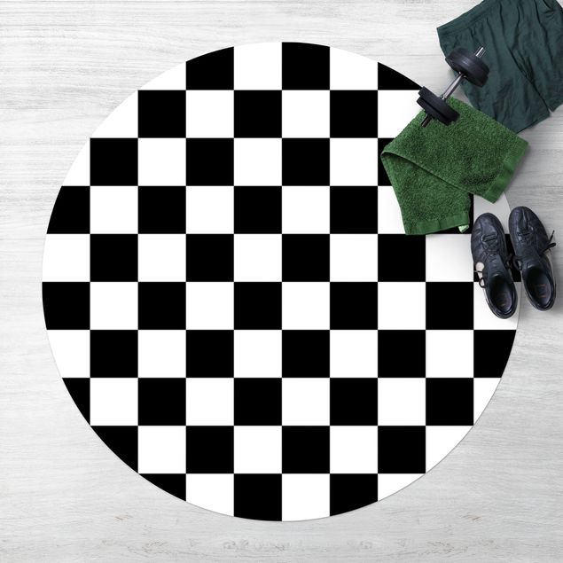 Teppiche Geometrisches Muster Schachbrett Schwarz Weiß