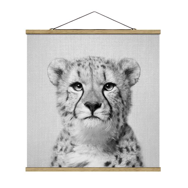 Poster - Gepard Gerald Schwarz Weiß - Quadrat 1:1