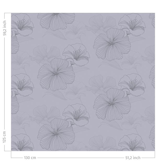 Blumenvorhänge Geranium Muster - Pastell graues Violett