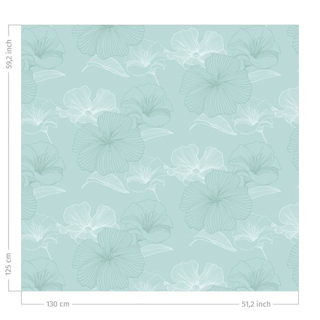 Blumenvorhänge Geranium Muster - Pastell Mint