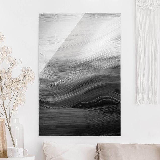 Wandbilder abstrakt Geschwungene Wellen Schwarz Weiß