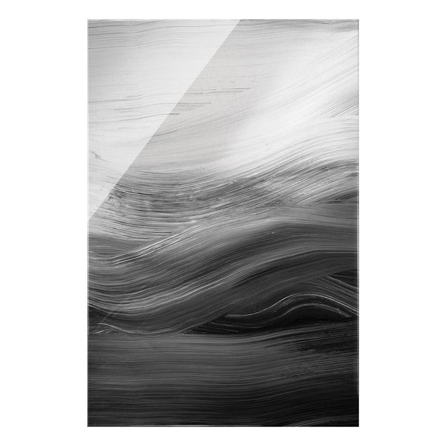 Bilder für die Wand Geschwungene Wellen Schwarz Weiß