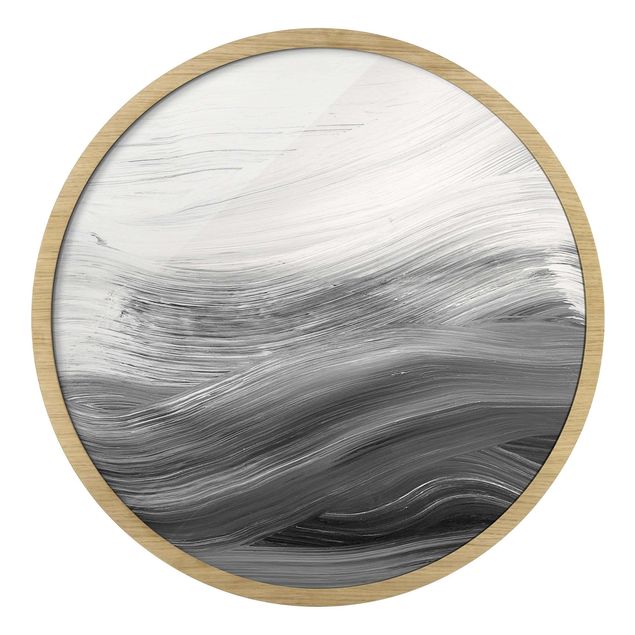 Kunstdrucke mit Rahmen Geschwungene Wellen Schwarz Weiß