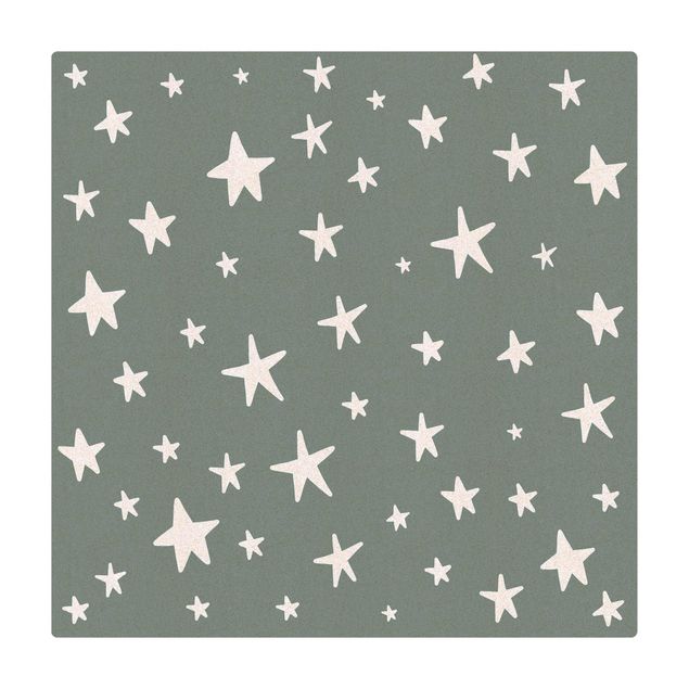 Kork-Teppich - Gezeichnete große Sterne im Blauen Himmel - Quadrat 1:1