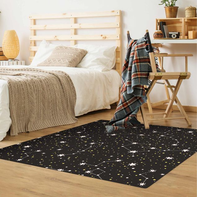 Teppich schwarz Gezeichneter Sternenhimmel mit Großem Wagen