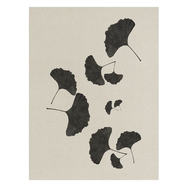 Wandbilder Ginkgo Komposition in Schwarz-Weiß